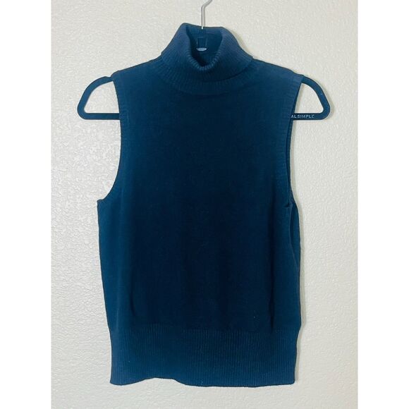 Context Lord & Taylor Black Cashmere Turtleneck Sleeveless Sweater Large - Picture 4 of 7